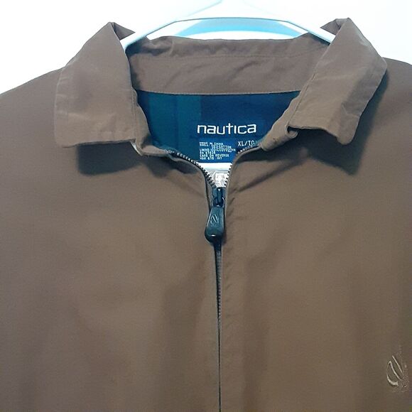 Vintage Nautica Jacket Mens Size XL Extra Large Brown Embroidered Full Zip - Picture 3 of 11